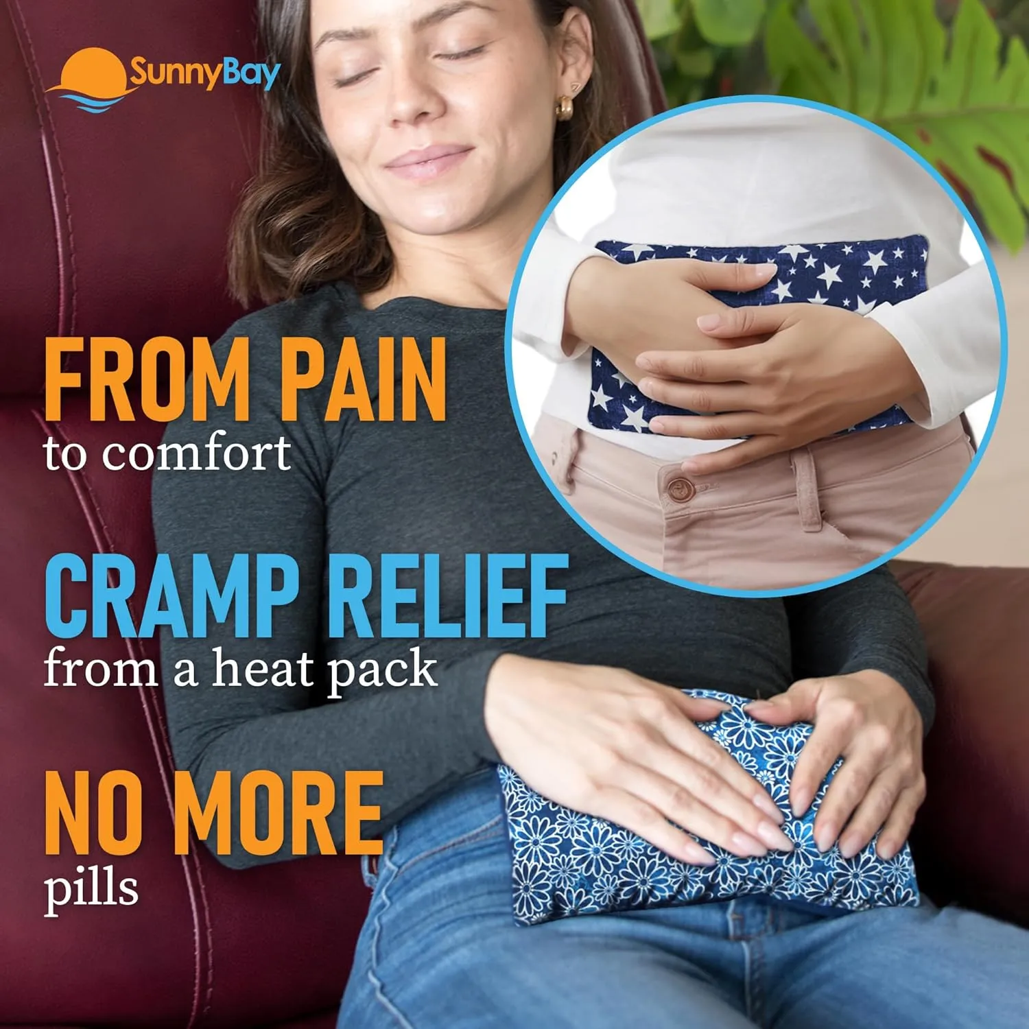 SunnyBay Small Microwave Heating Pad Microwavable Neck and Shoulder Wrap for Pain Relief Mother's Day Gifts Moist Heat Cotton Fleece Pad 6x11 Inches Blue Star and Royal Flower, Pack of 2