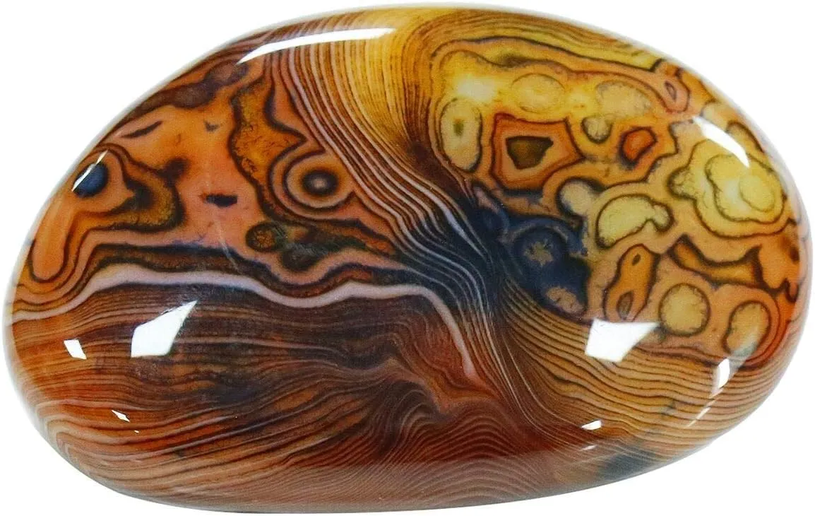 SUNYIK Natural Banded Agate Palm Stones Worry Pocket Stone, Polished Irregular Shaped Sphere Decortarion 1.5“-2”