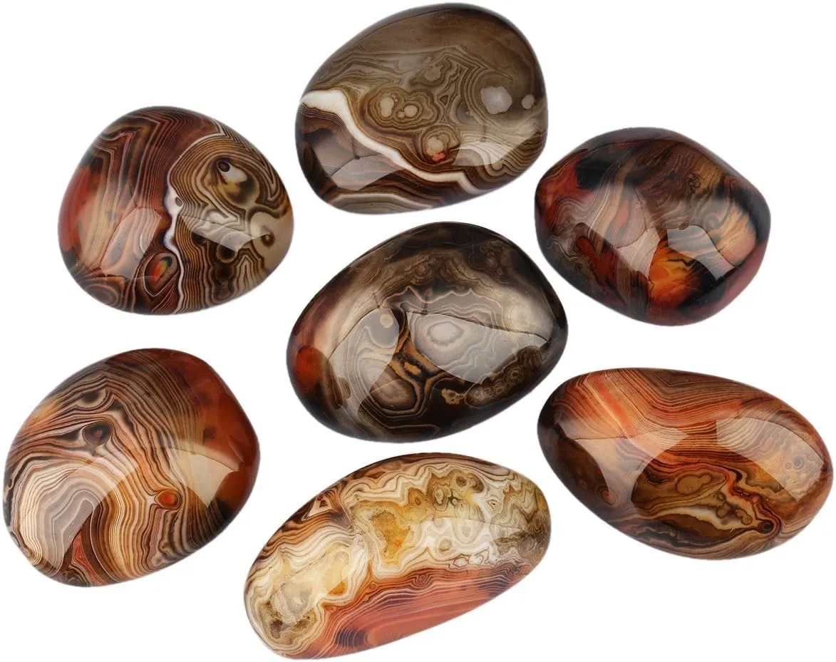 SUNYIK Natural Banded Agate Palm Stones Worry Pocket Stone, Polished Irregular Shaped Sphere Decortarion 1.5“-2”