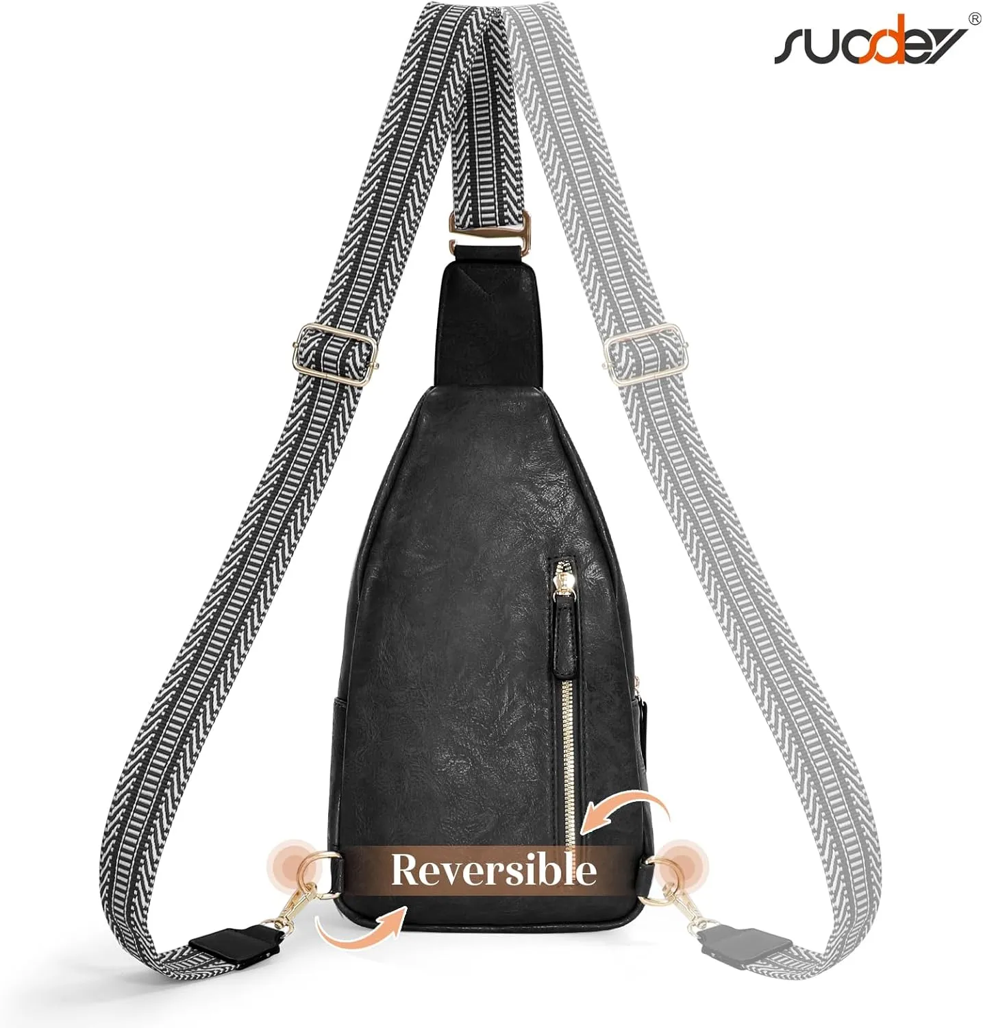 SUOSDEY Sling Bags for Women - Crossbody Leather Sling Backpack Chest Shoulder Bags for Casual Traveling Hiking Cycling