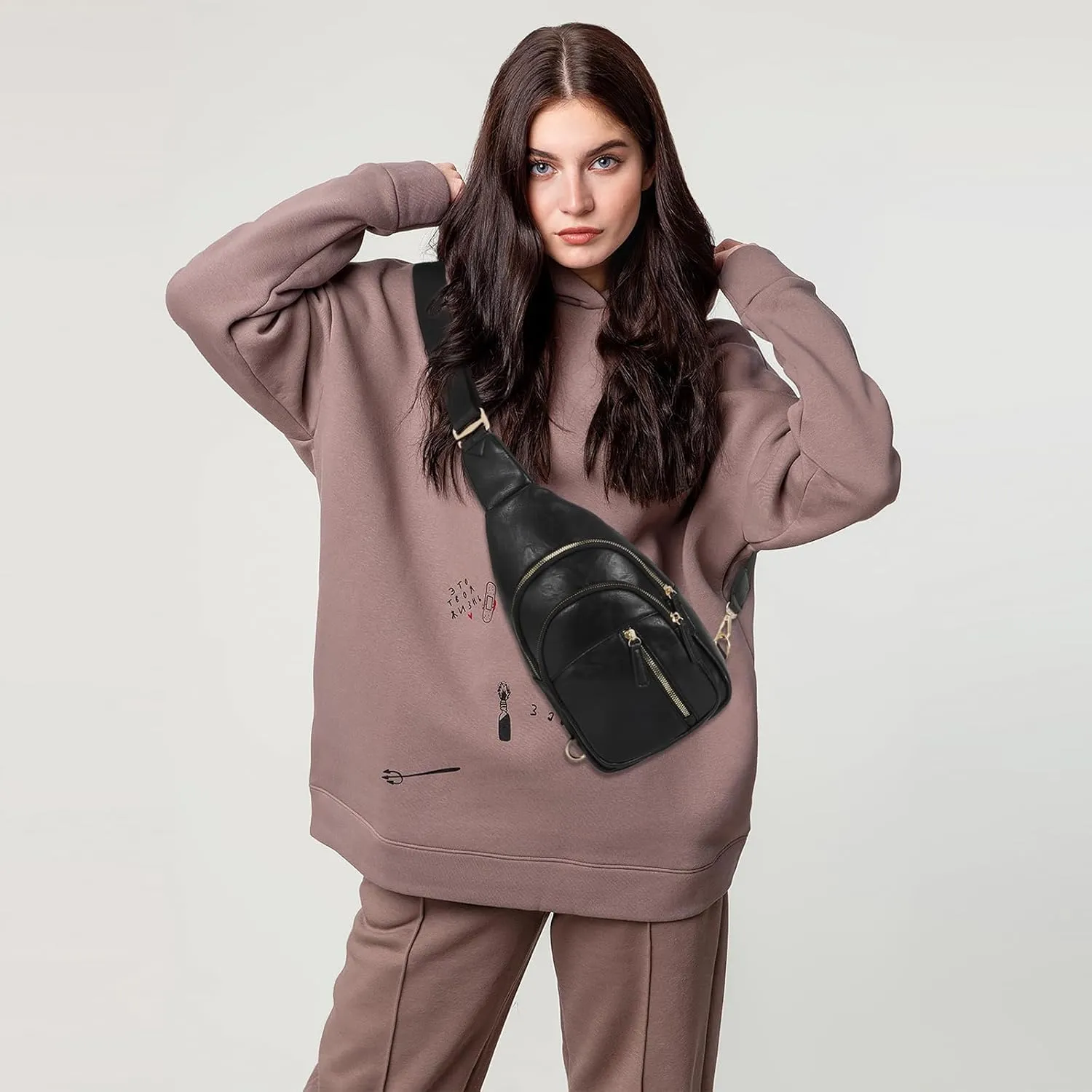 SUOSDEY Sling Bags for Women - Crossbody Leather Sling Backpack Chest Shoulder Bags for Casual Traveling Hiking Cycling