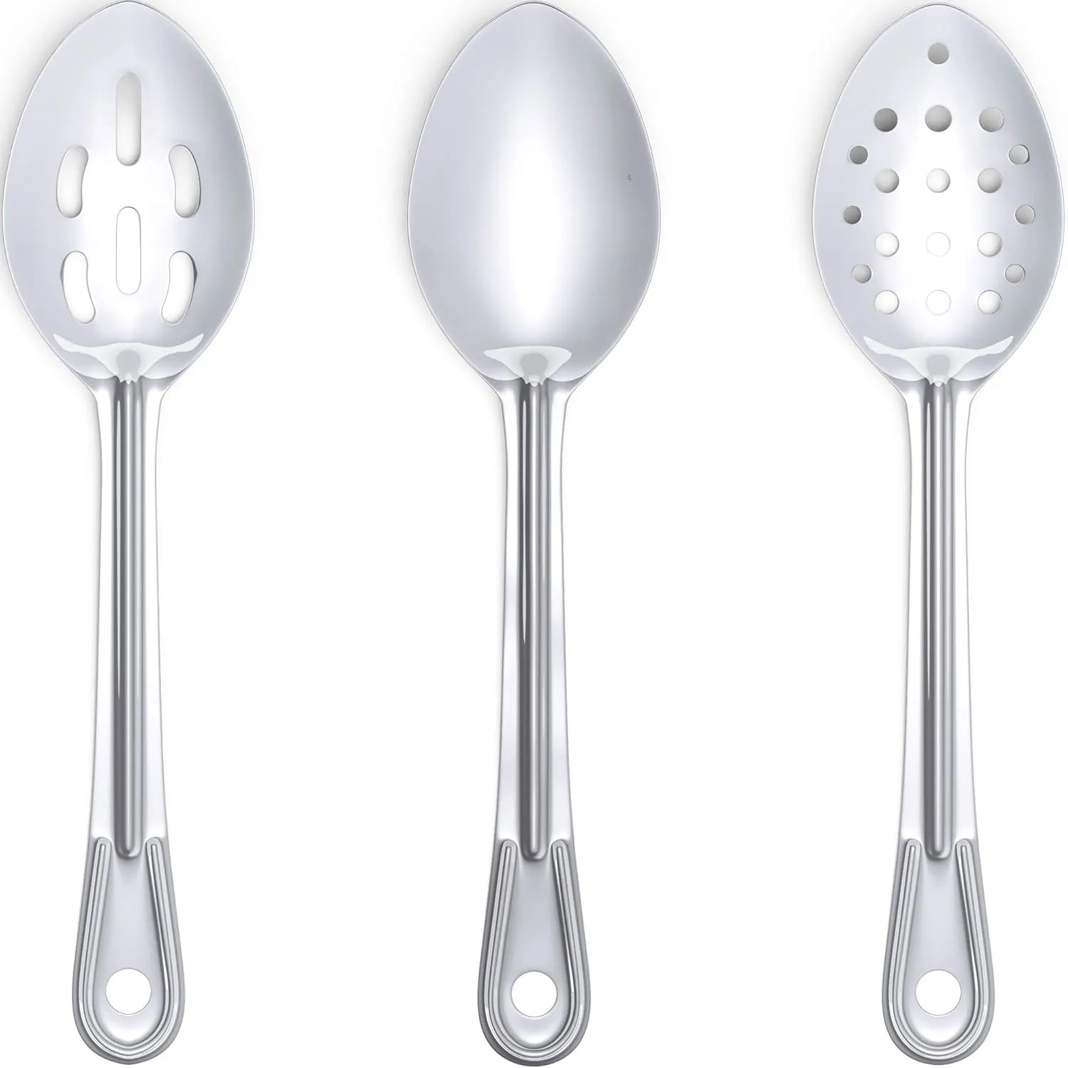 Super Strong, Ergonomic 11 in Serving Spoon 9 Pk. Big, Stainless Steel Spoons for Cooking, Baking, Stirring and Basting. Best Kitchen Flatware for Buffet and Banquet Service in Restaurants and at Home