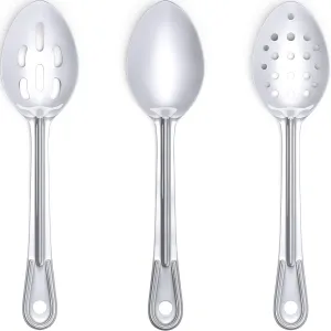 Super Strong, Ergonomic 11 in Serving Spoon 9 Pk. Big, Stainless Steel Spoons for Cooking, Baking, Stirring and Basting. Best Kitchen Flatware for Buffet and Banquet Service in Restaurants and at Home