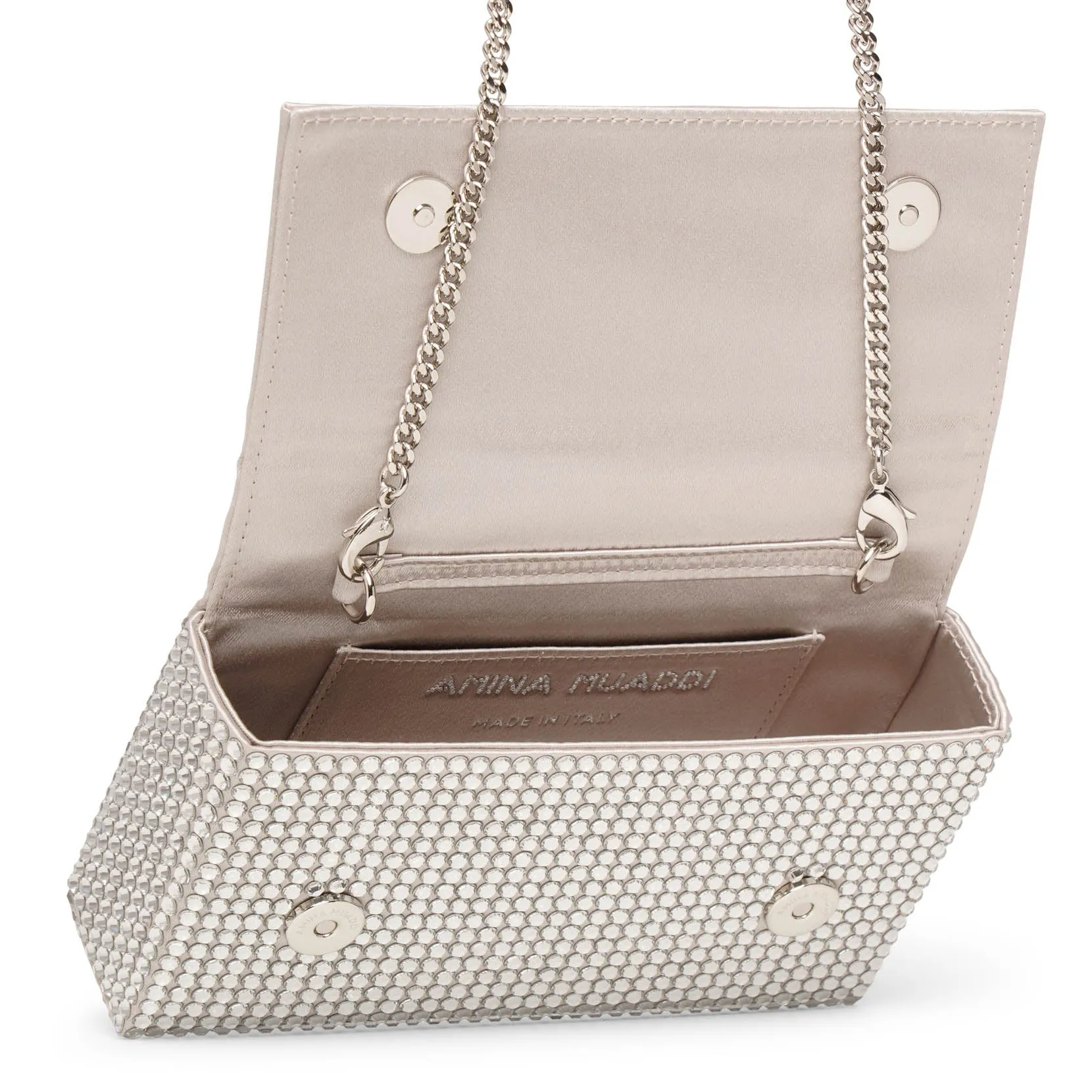 Superamini Paloma silver crystal clutch