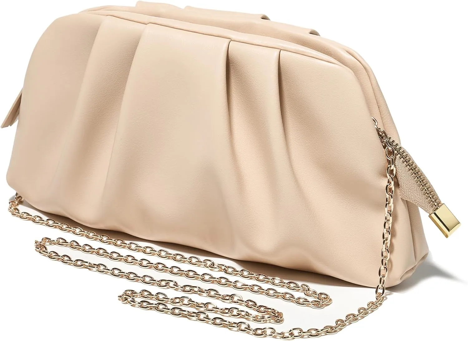 SWEETV Dressy Vegan Leather Clutch Purse for Women Formal, Soft Pleated PU Evening Clutch for Weddings, Proms, Cocktail-Gemma