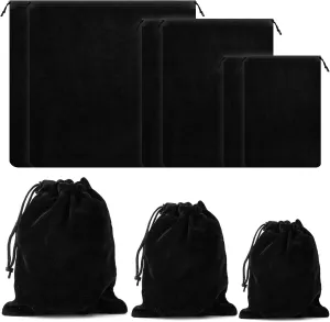 Swpeet 6Pcs Black 200mm x 300mm, 300mm x 400mm, 450mm x 450mm Black Storage Bags Kit, Anti Tarnish Storage Bag Jewelry Bag, Fabric Cloth Bag for Jewelry Silverware Protection Flatware