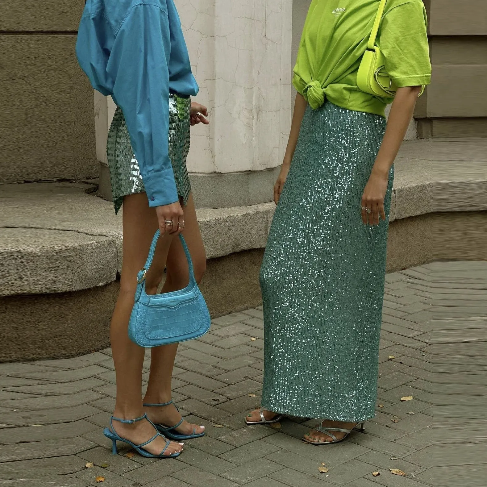 Syren Glitter Metallic Sequin Maxi Skirts