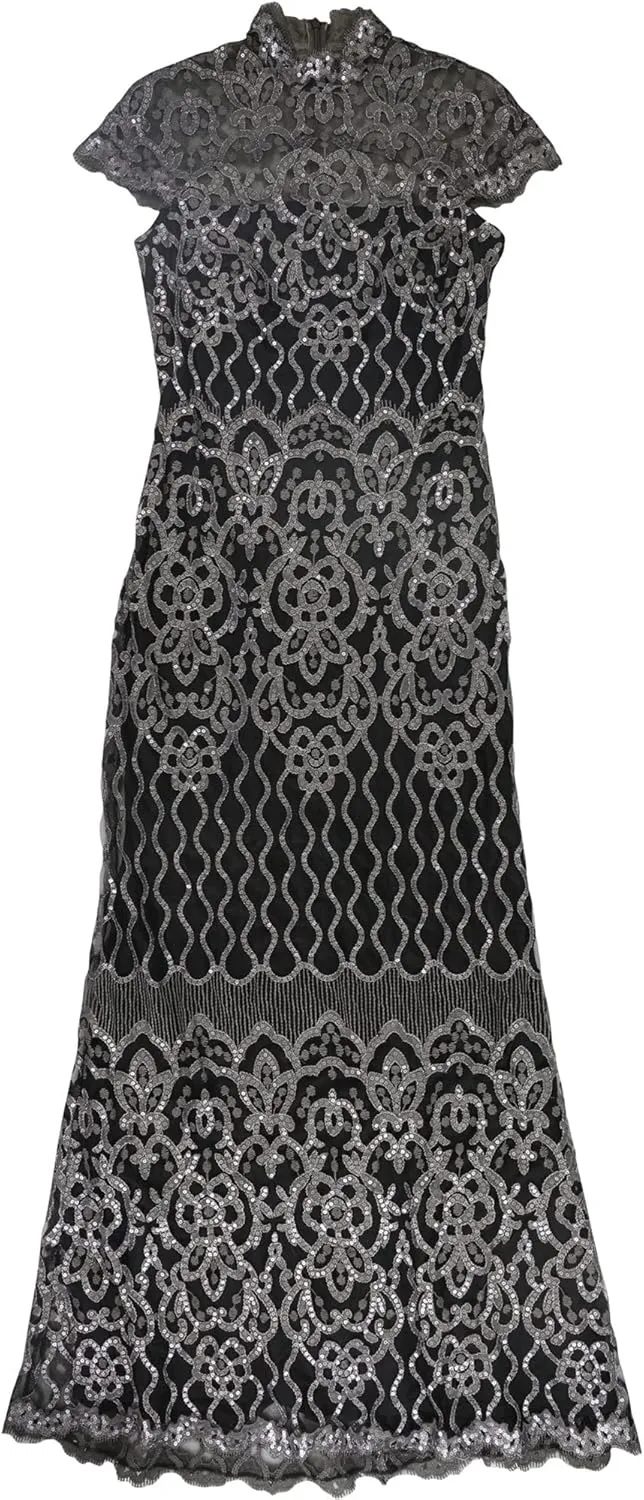 Tadashi Shoji Womens Sequin Gown Dress, Metallic, 10