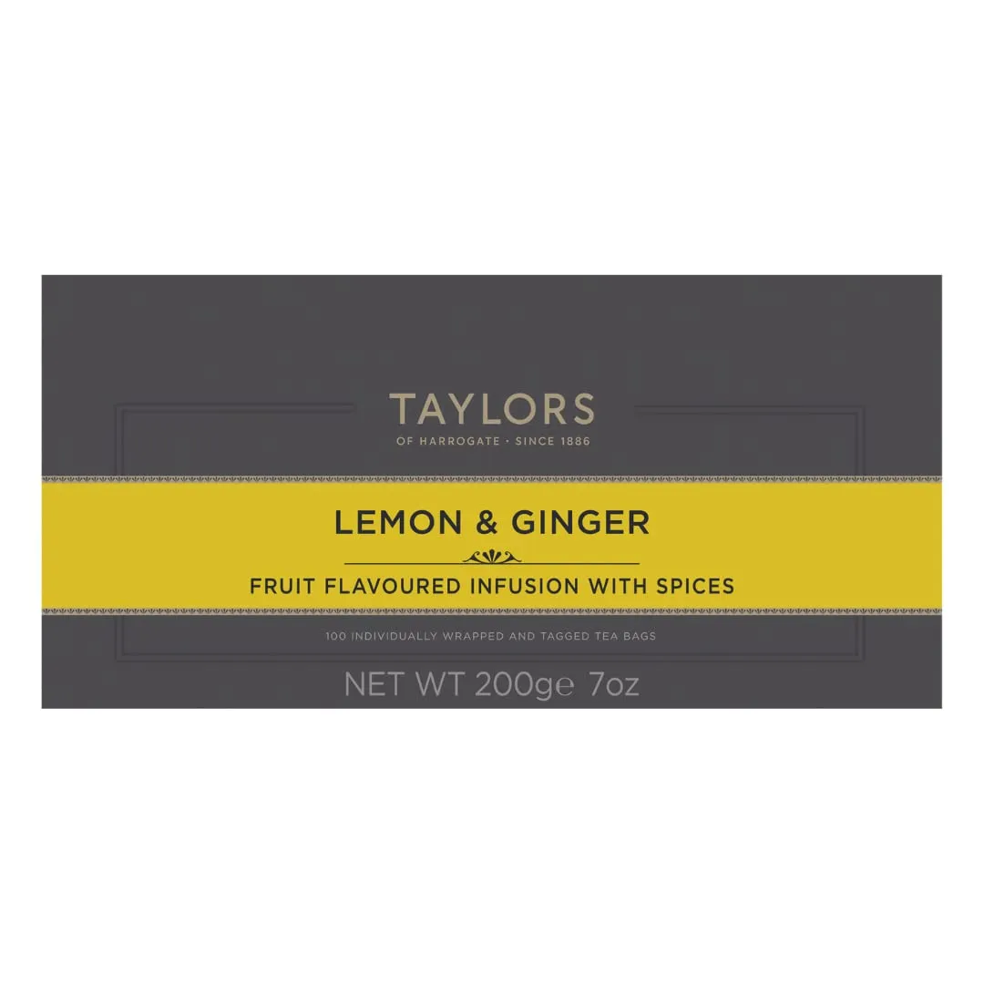 Taylors of Harrogate Lemon & Ginger Herbal Tea, 100 Count (Pack of 1)