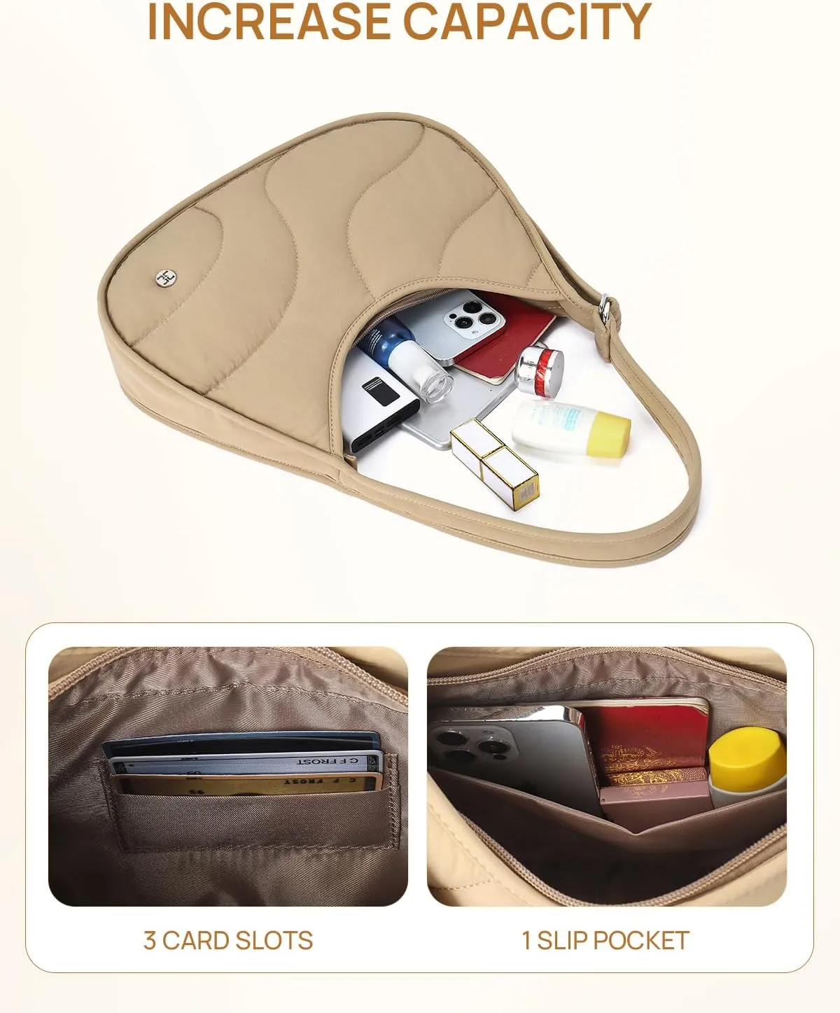 Telena Shoulder Bag Puffer Crescent Bags for Women Quilted Hobo Handbags Lightweight Clutch Purse