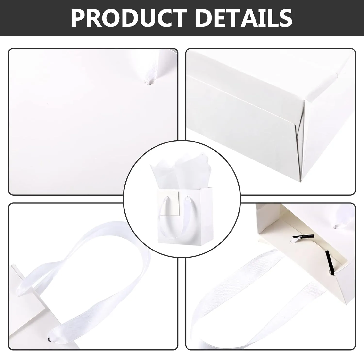 Tenare 12 Pcs Small Gift Bags Mini Paper Bag with Handle Tissue Happy Mother Father's Day Party Favor Supplies(4 x 2.75 x 4.5 Inch,White)