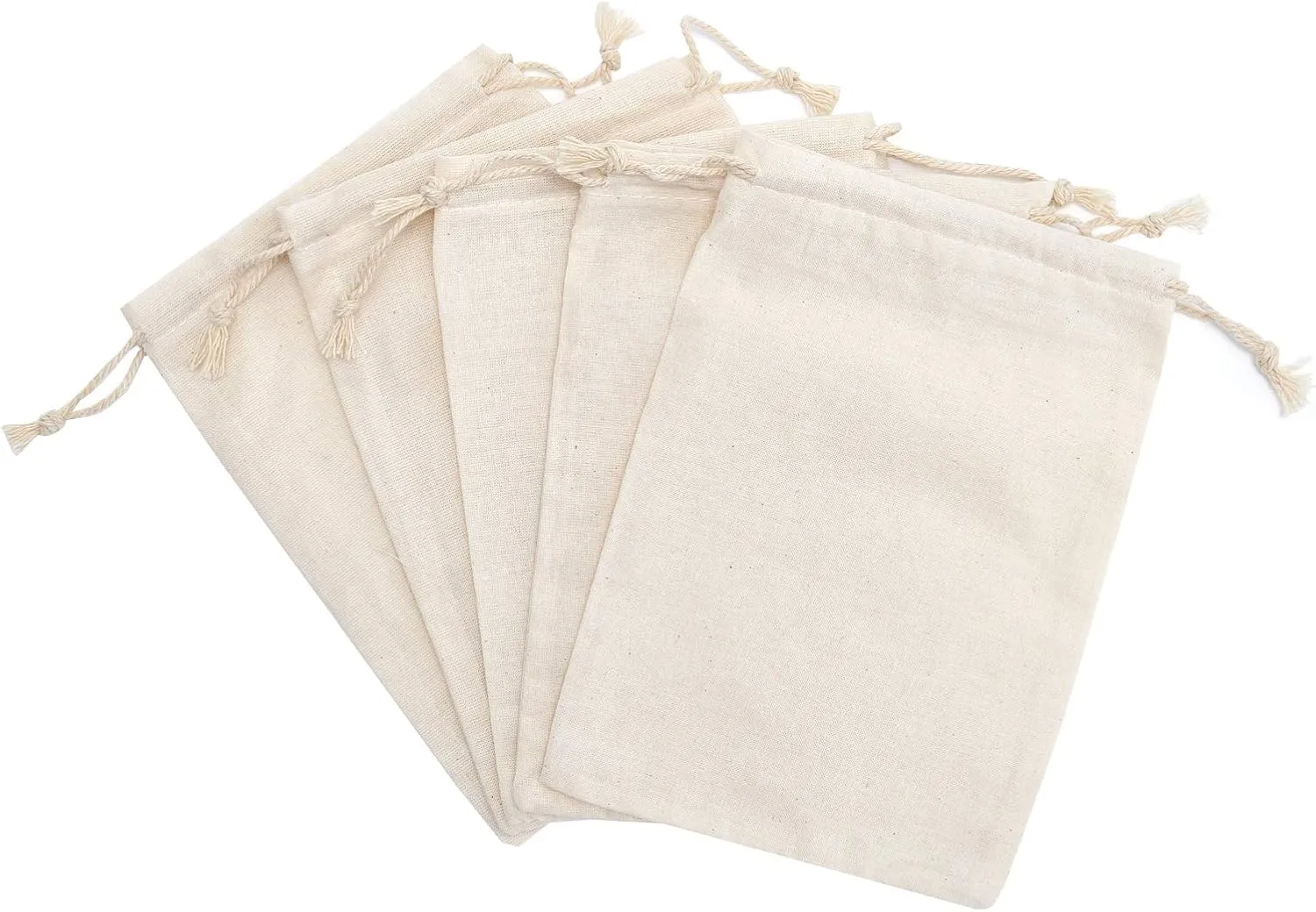 Tendwarm 20 Pieces 10x12 Inches Cotton Drawstring Bags Reusable Muslin Sachet Bag for Party Wedding Storage Home Supplies