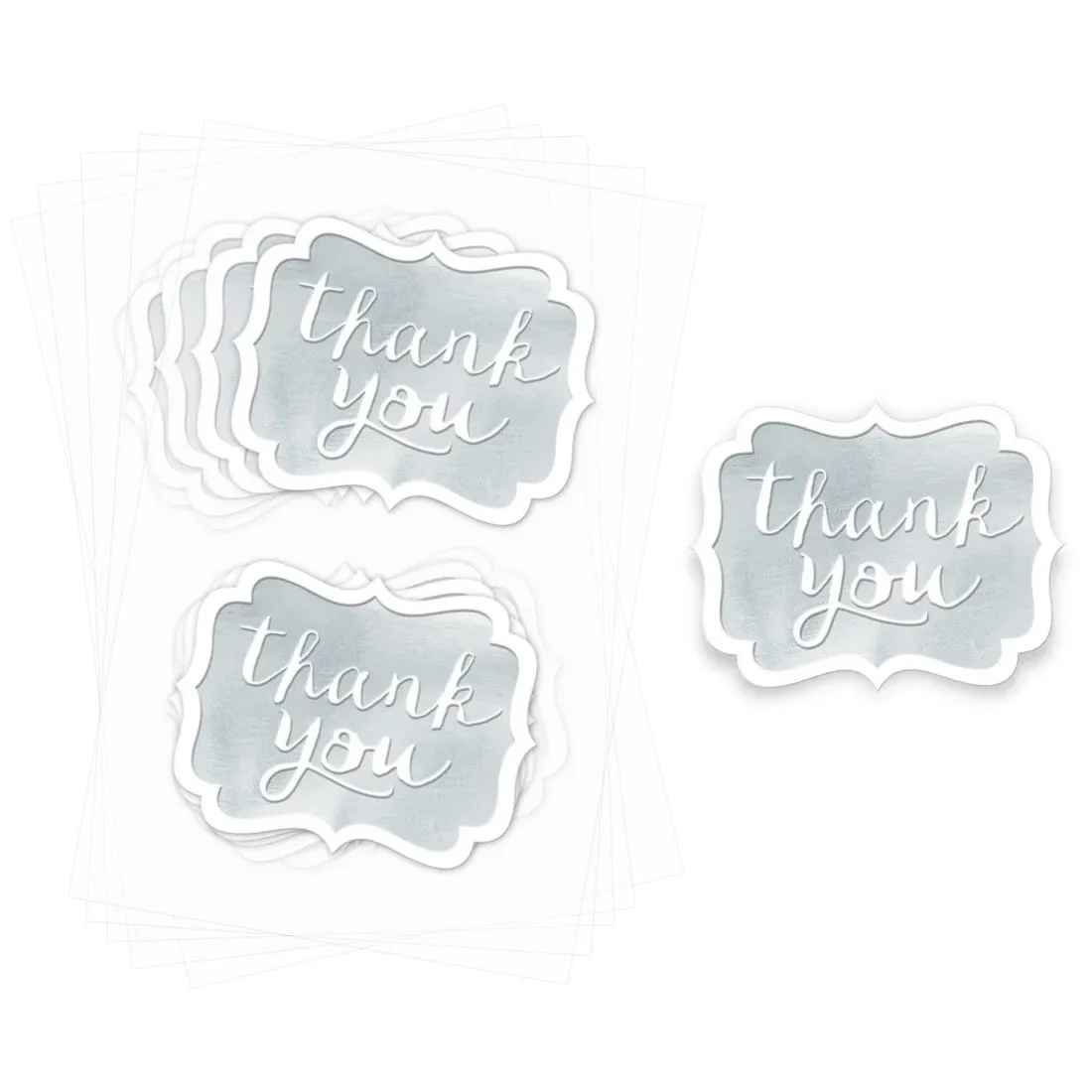 Thank You Silver Stickers 50pcs