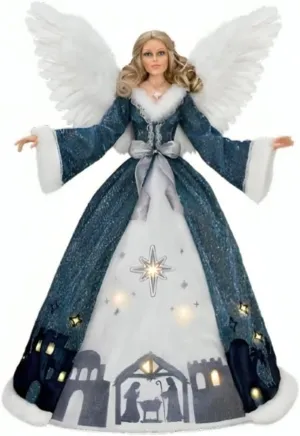 The Ashton-Drake Galleries Little Town of Bethlehem Angel Doll Collector’s Edition Illuminated Nativity Scene Skirt & Musical Feature Plays O Little Town of Bethlehem Poseable with Wings 24-inches