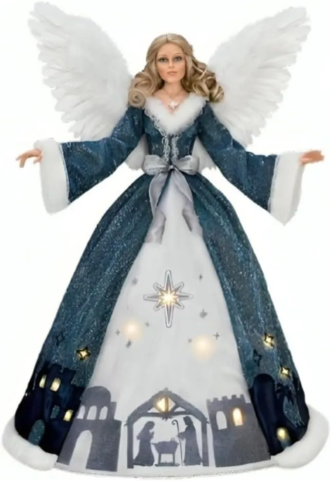 The Ashton-Drake Galleries Little Town of Bethlehem Angel Doll Collector’s Edition Illuminated Nativity Scene Skirt & Musical Feature Plays O Little Town of Bethlehem Poseable with Wings 24-inches