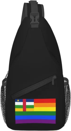 The Central African Republic Rainbow Flag Crossbody Bags For Women Men Chest Backpack Gym Shoulder Bag Travel Outdoor Sports Casual Crossbody Bags