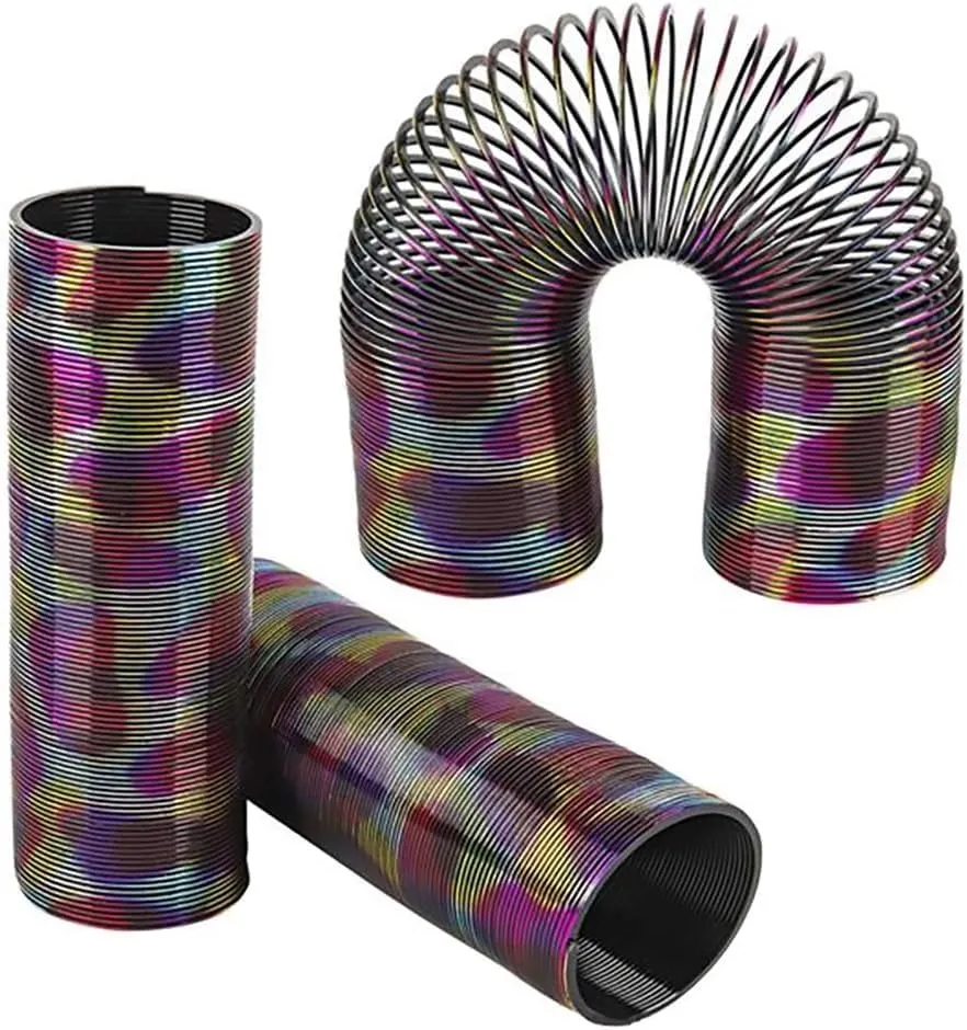 The Dreidel Company Coil Spring, Super Long Rainbow Metallic, Goody Bag Fillers, Party Favor for Kids, 6" (6-Pack)