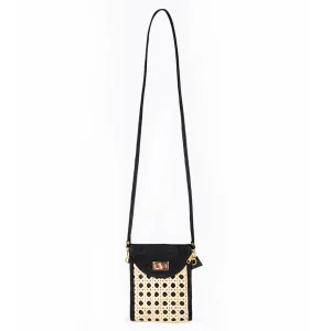 THE ELLIE Black Rattan Woven Crossbody Bag