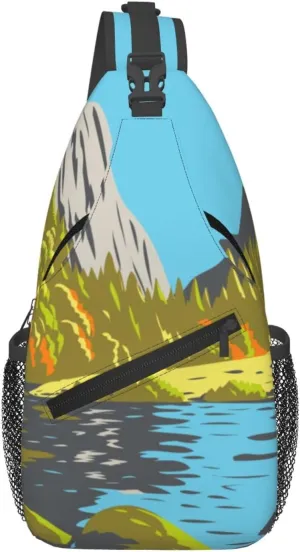 The River Below The Mountain Crossbody Bags For Women Men Chest Backpack Gym Shoulder Bag Travel Outdoor Sports Casual Crossbody Bags