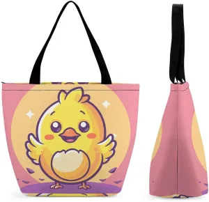 This Yellow Cartoon Chicken Women's Shopping Bag Foldable Washable Shoulder Bag Adopts High-definition Printing Technology, with Clear Patterns And Rich Colors. There Are Many Patterns to Choose From,