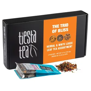 Tiesta Tea - Herbal Tea Gift Box | Loose Leaf | Medium to Non-Caffeinated Variety Pack | Make Hot & Iced | 3 Pouches of Assorted Blends with Herbal, White & Fruit Bags