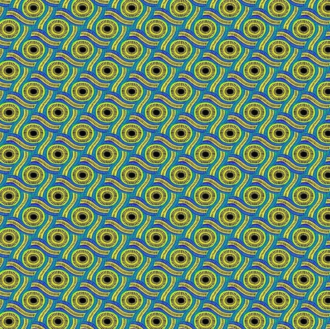 Timeless Treasures African Sunset Blue and Green Snake Circle Patterns Cotton Fabric by The Yard CM2048-BLUE