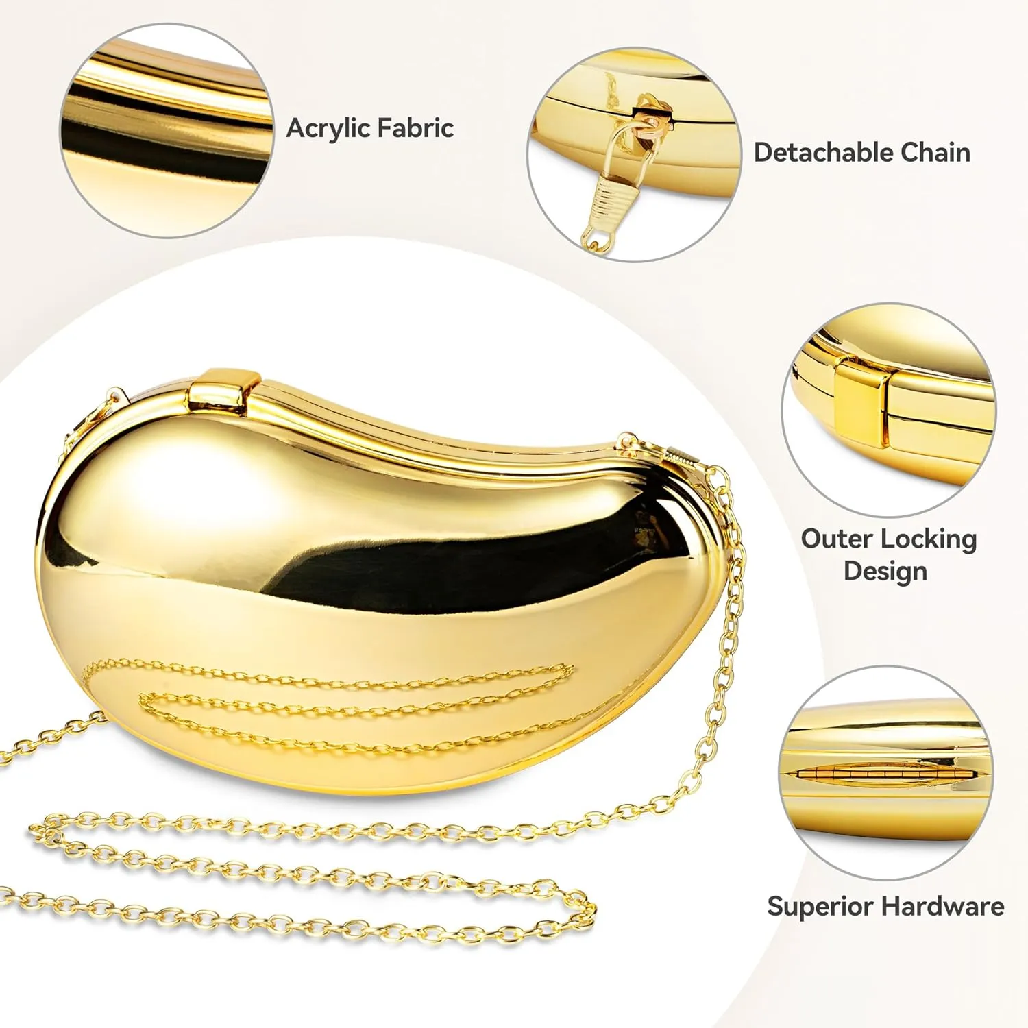 Tmore Acrylic Clutch Purse - Women's Shell Shape Evening Bag With Chain Shoulder Strap