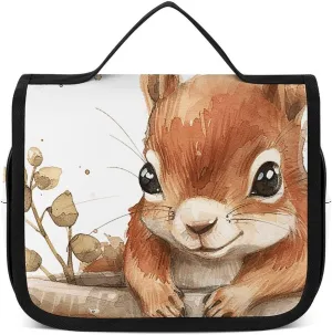 Toiletry Bag for Women Travel Cosmetic Bag Squirrel in The Basin Large Makeup Bag Hanging Cosmetic Organizer for Toiletries Accessories 3 In 1 Container
