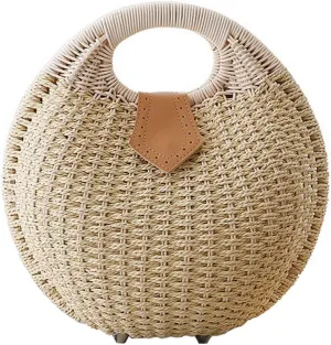 TONWHAR® Lady's Stylish Shell Shape Straw Tote Handbag Rattan Beach Bag