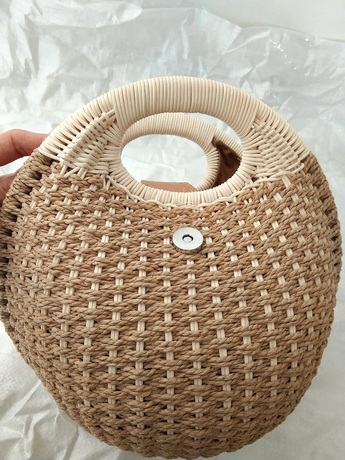 TONWHAR® Lady's Stylish Shell Shape Straw Tote Handbag Rattan Beach Bag