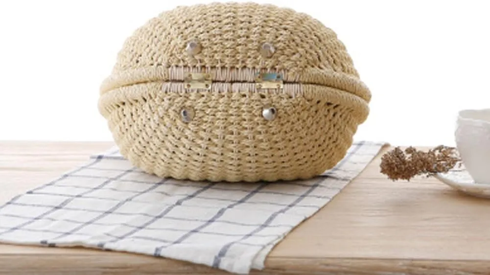 TONWHAR® Lady's Stylish Shell Shape Straw Tote Handbag Rattan Beach Bag