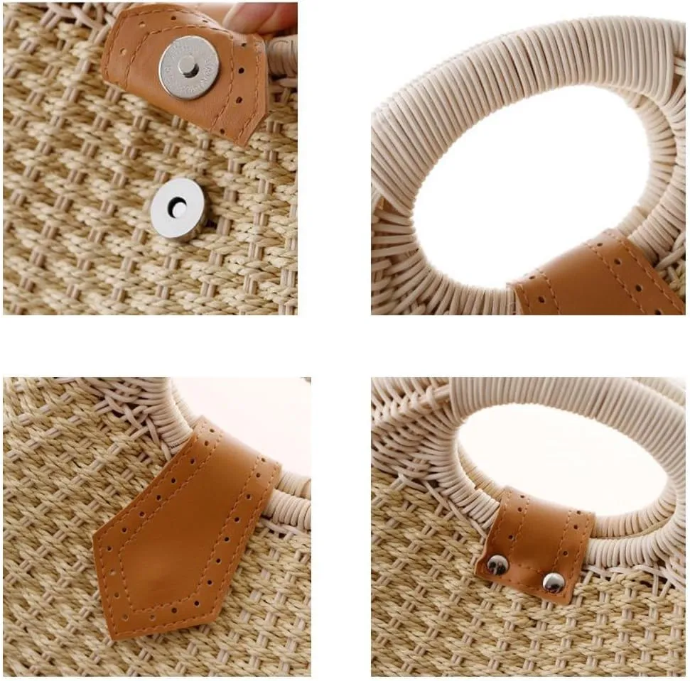 TONWHAR® Lady's Stylish Shell Shape Straw Tote Handbag Rattan Beach Bag