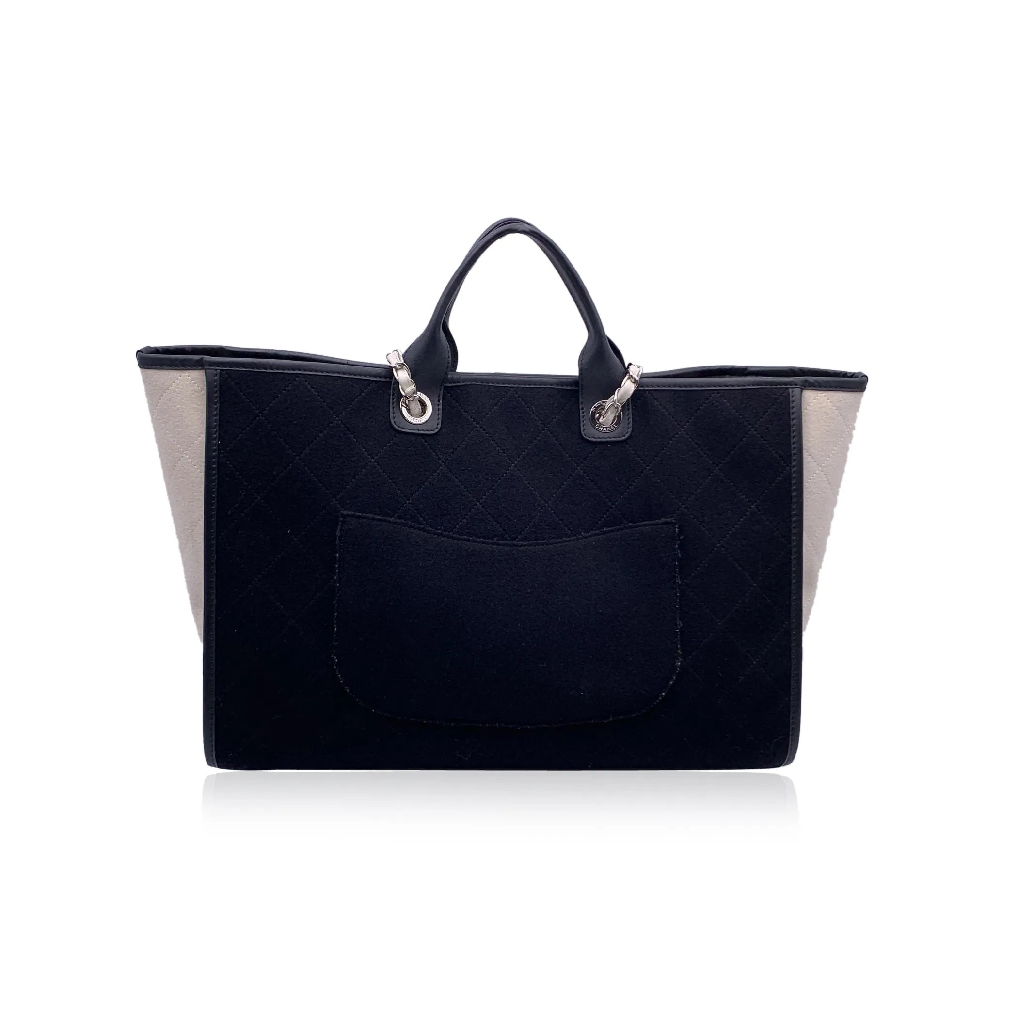 Top Large Deauville Wool Giveaway offer Quality Chanel And Felt Black Bag Must-have item Shoulder Tote White