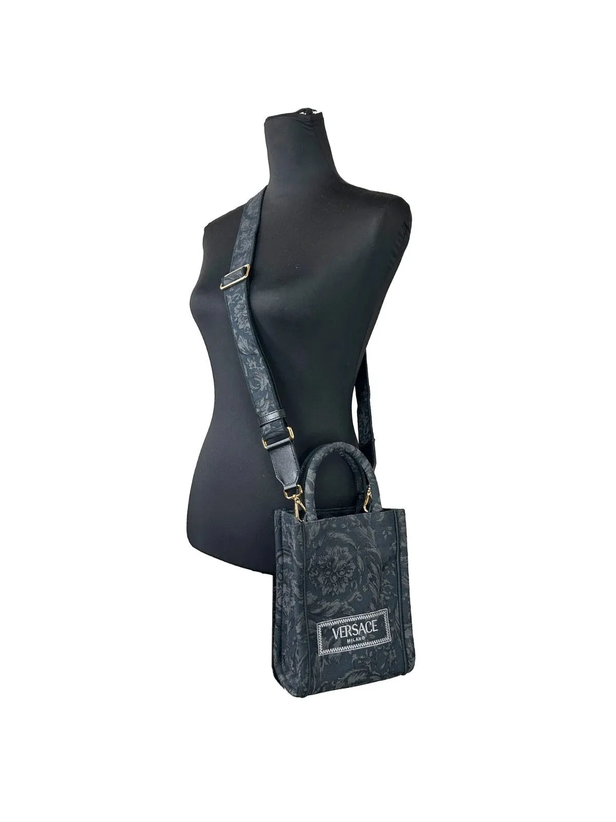 Top Tote Athena Mini Crossbody Impressive variety High-efficiency Barocco Black Bag Versace Handle