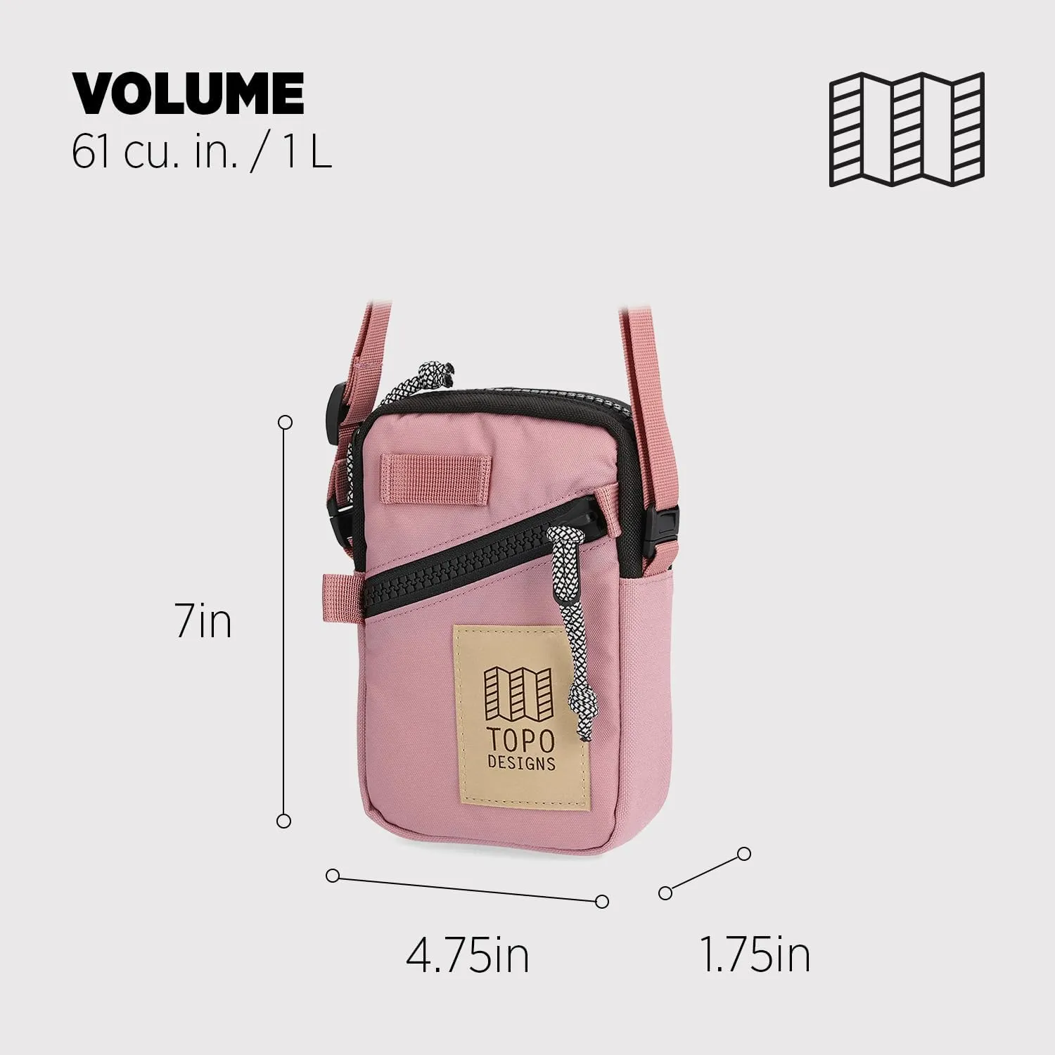 Topo Designs Mini Shoulder Bag - Over the Shoulder Daily Carry Essentials, Fanny Pack Carry Option