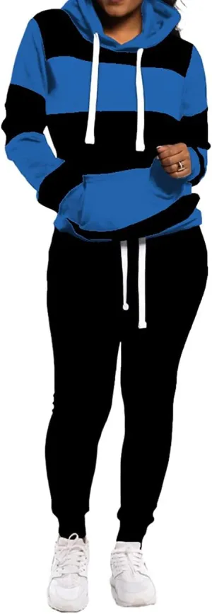 TOPONSKY Womens 2 Piece Tracksuit Long Sleeve Warm Up Outfit Patchwork Pants Set