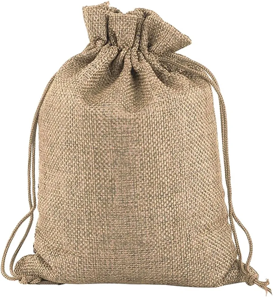 TopTie Custom 50 PCS Burlap Gift Wrap Bags with Logo, Print Drawstring Jewelry Pouches 4"x5.5" Party Favor Bags