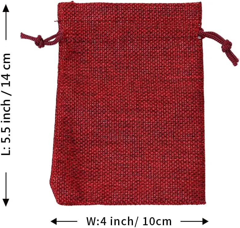 TopTie Custom 50 PCS Burlap Gift Wrap Bags with Logo, Print Drawstring Jewelry Pouches 4"x5.5" Party Favor Bags