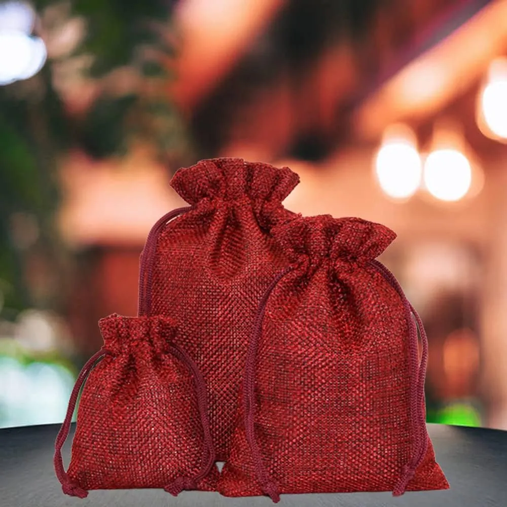 TopTie Custom 50 PCS Burlap Gift Wrap Bags with Logo, Print Drawstring Jewelry Pouches 4"x5.5" Party Favor Bags