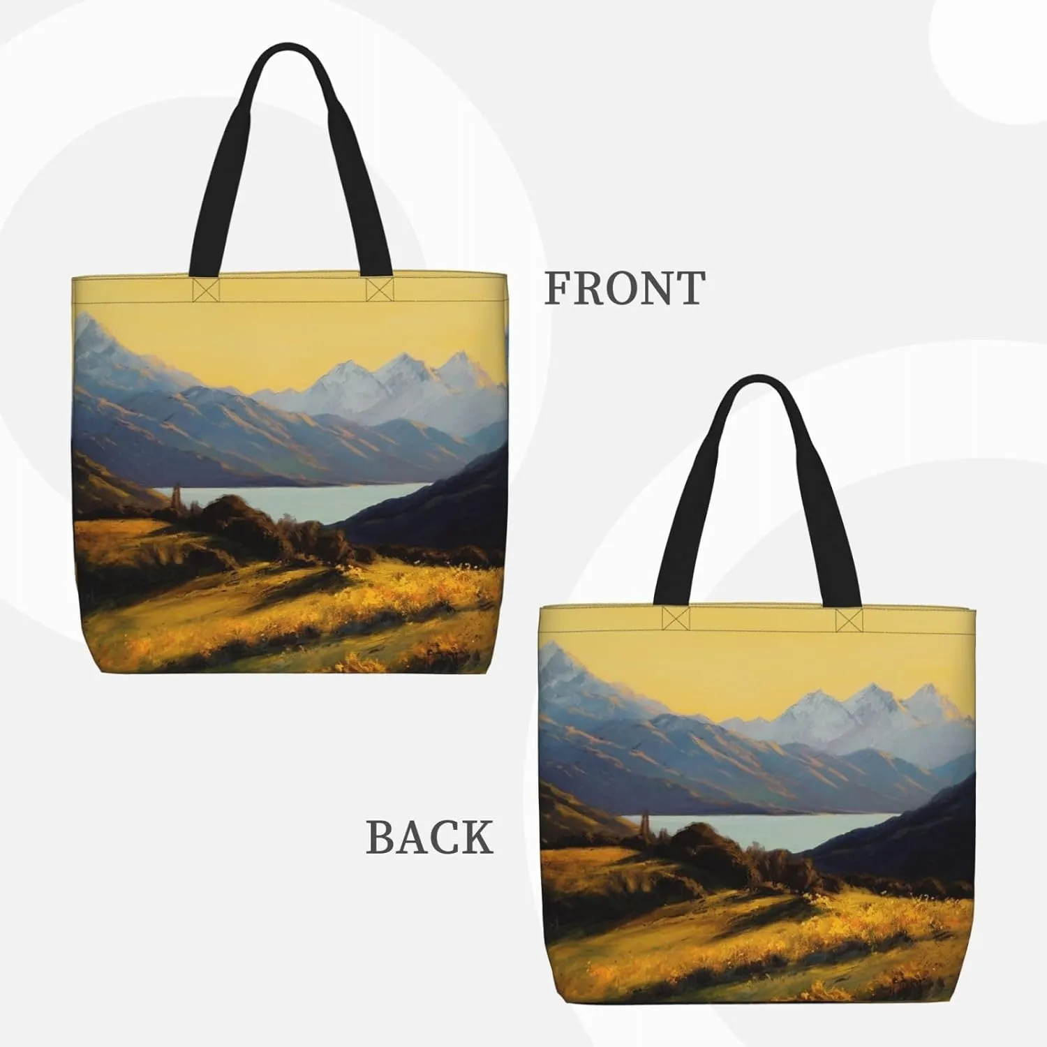 Tote Bag for Women Golden valley landscape Shoulder Bag with Zipper Handbag Large Capacity Reusable Grocery Bag
