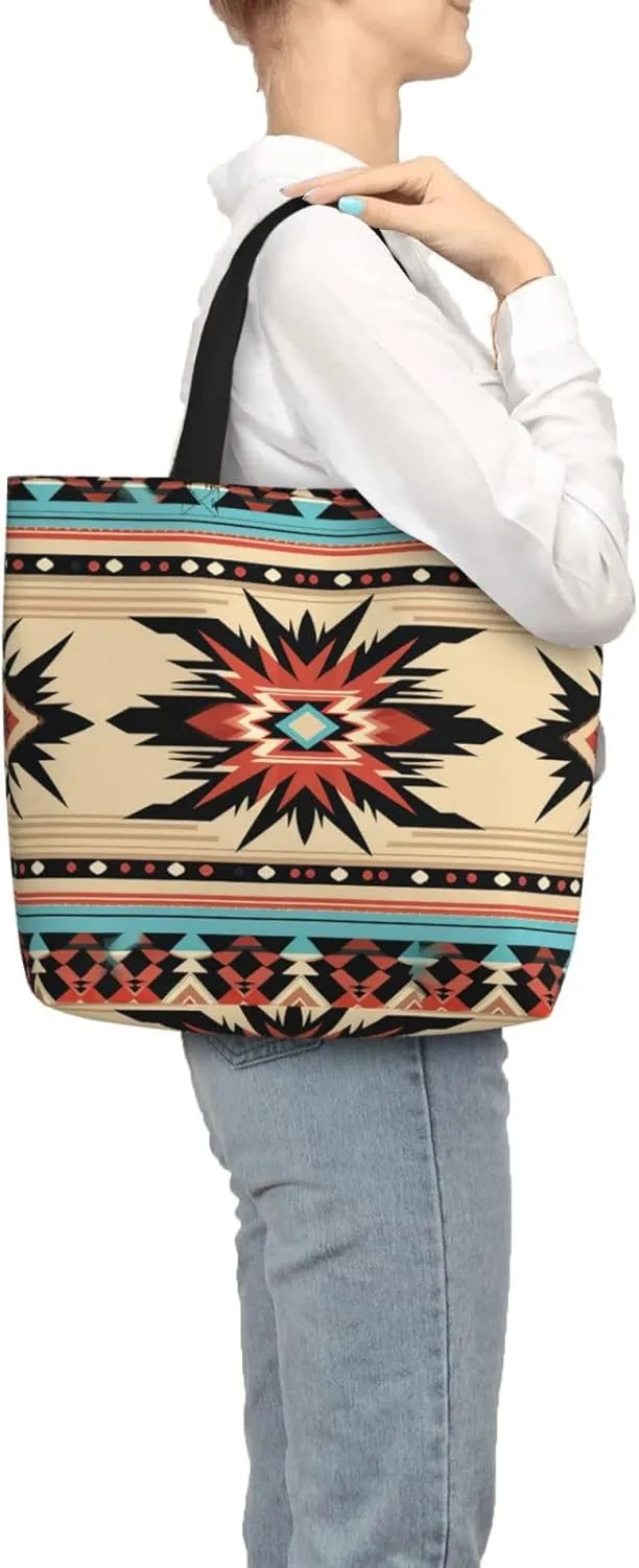 Tote Bag for Women Grocery Bag Reusable Shopping Bag Mushrooms Tomatoes Pizza Handbag Foldable Shoulder Bag