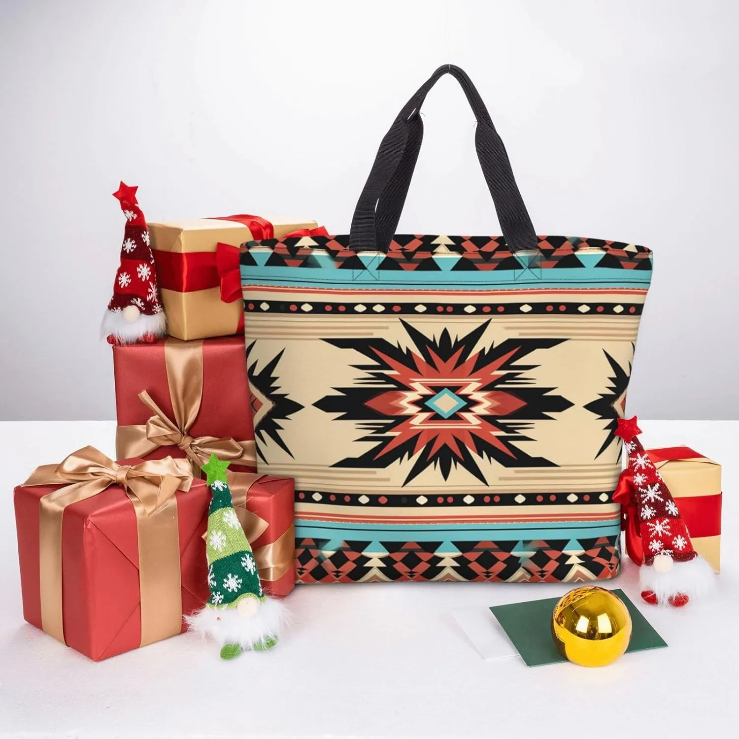 Tote Bag for Women Grocery Bag Reusable Shopping Bag Mushrooms Tomatoes Pizza Handbag Foldable Shoulder Bag