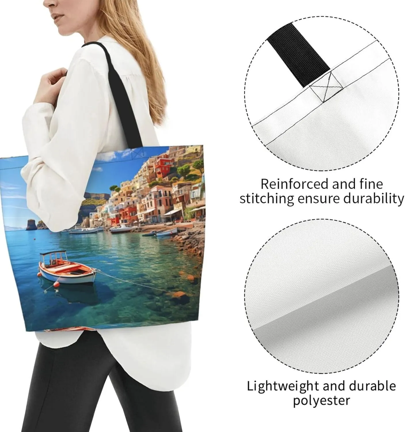 Tote Bag for Women Grocery Bag Reusable Shopping Bag Spiral and curve patterns Handbag Foldable Shoulder Bag