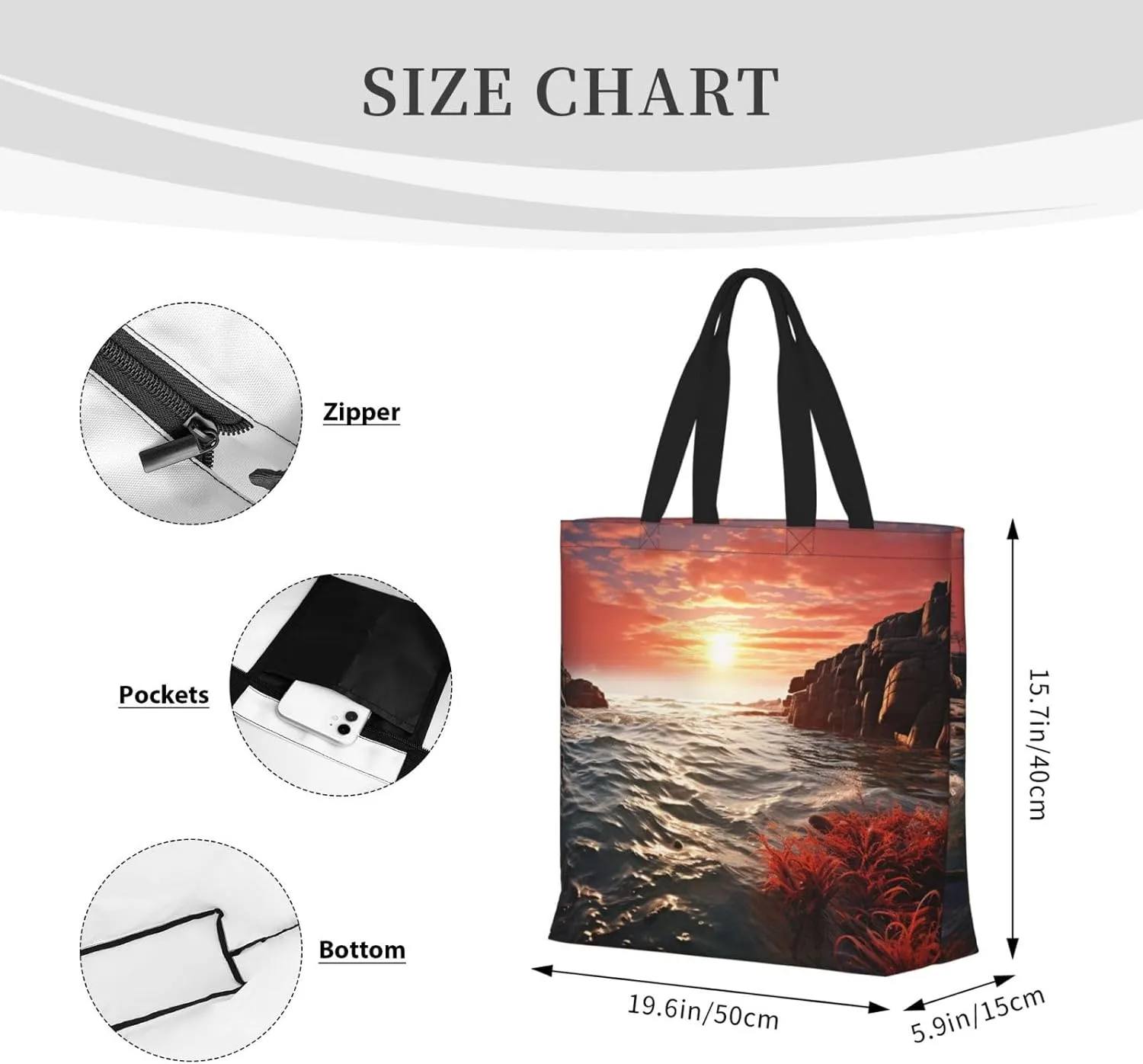 Tote Bag for Women Grocery Bag Reusable Shopping Bag Sugar Skull Rose Handbag Foldable Shoulder Bag