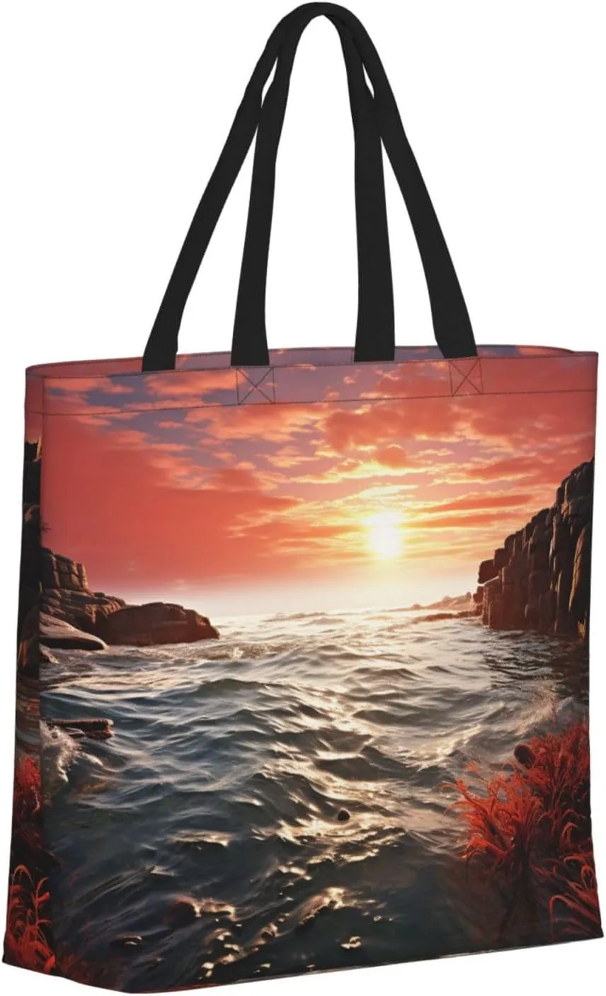 Tote Bag for Women Grocery Bag Reusable Shopping Bag Sugar Skull Rose Handbag Foldable Shoulder Bag