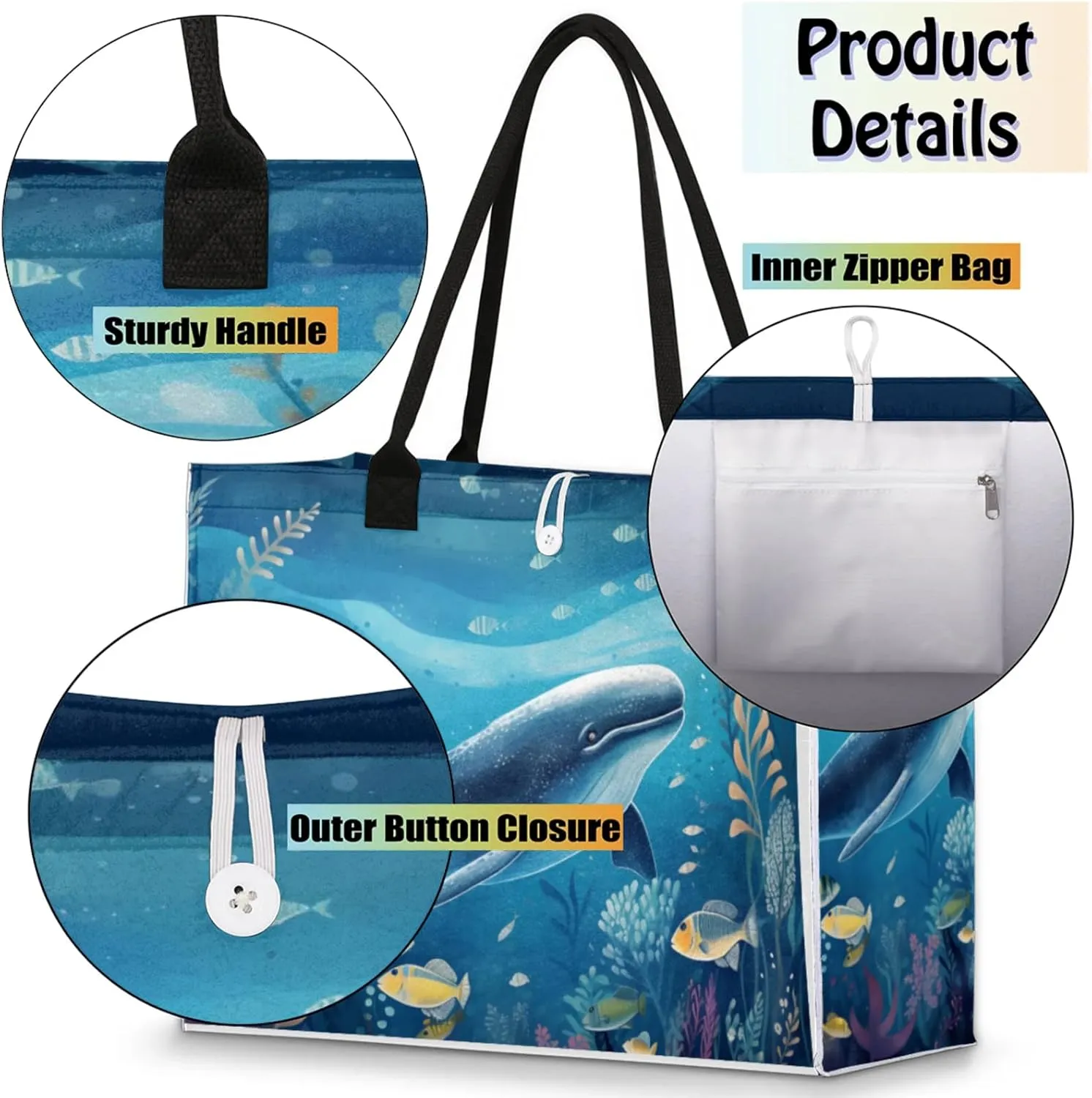 Tote Bag for Women Reusable Canvas Shoulder Bag