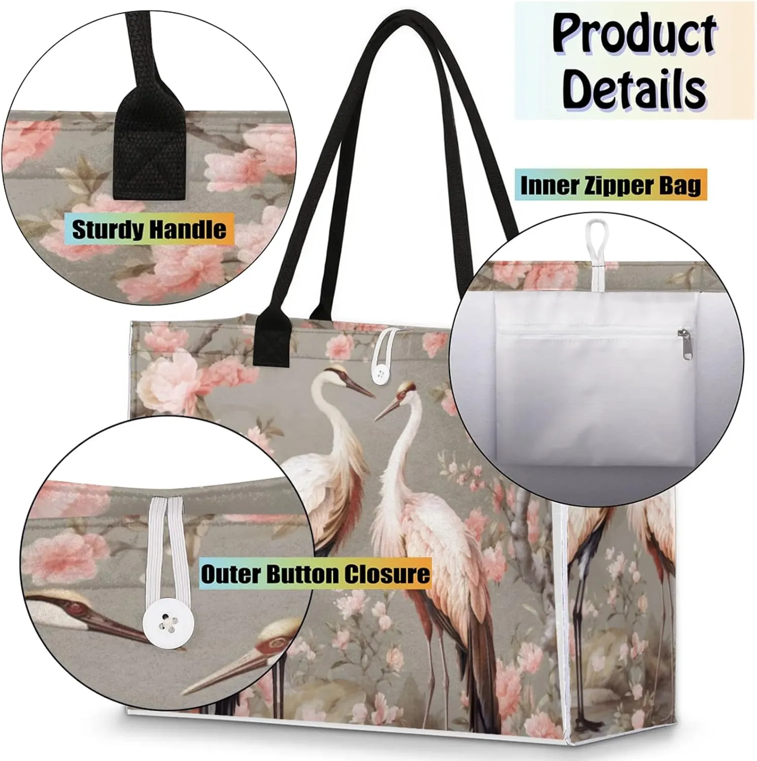 Tote Bag for Women Reusable Canvas Shoulder Bag