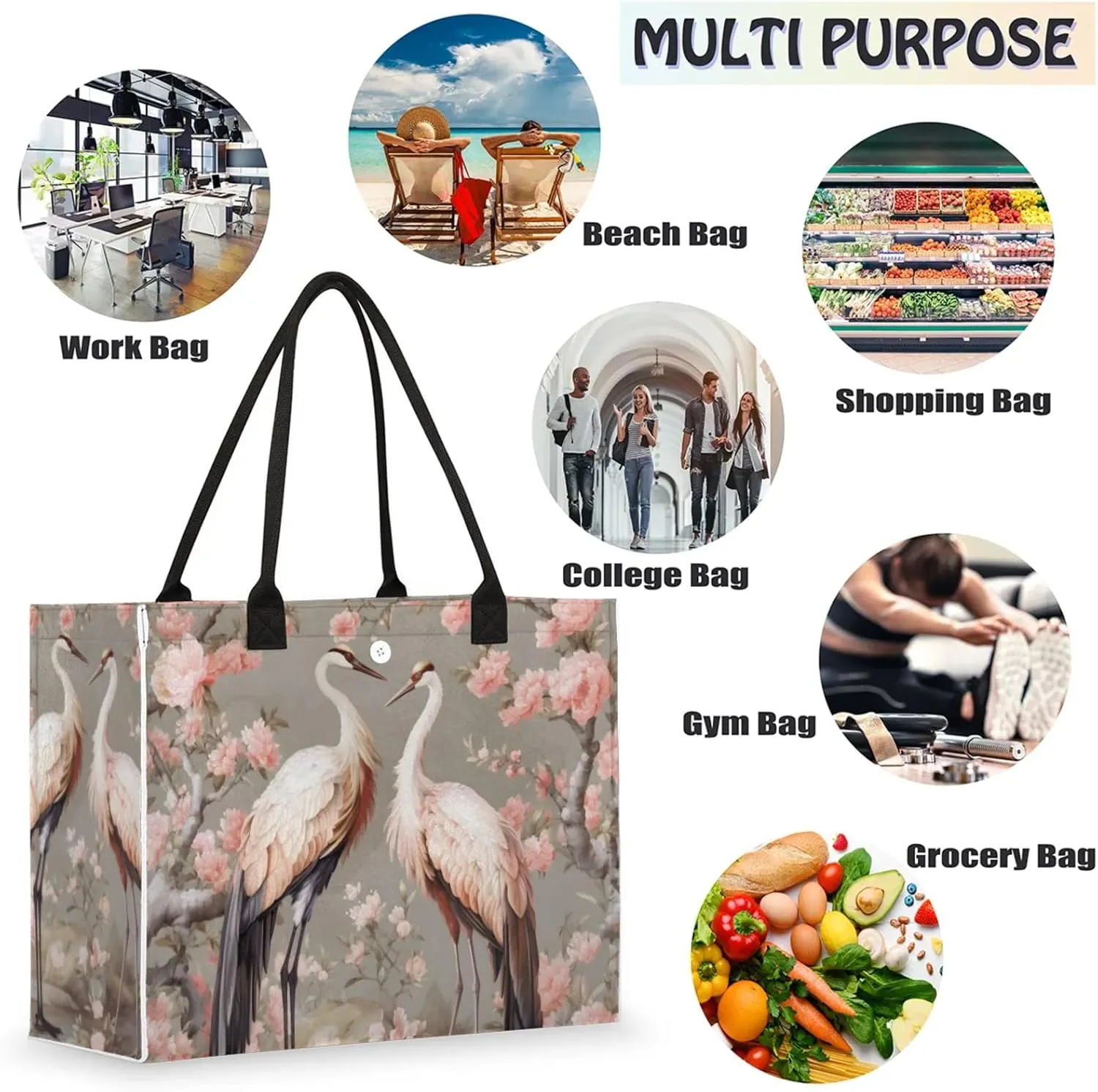 Tote Bag for Women Reusable Canvas Shoulder Bag