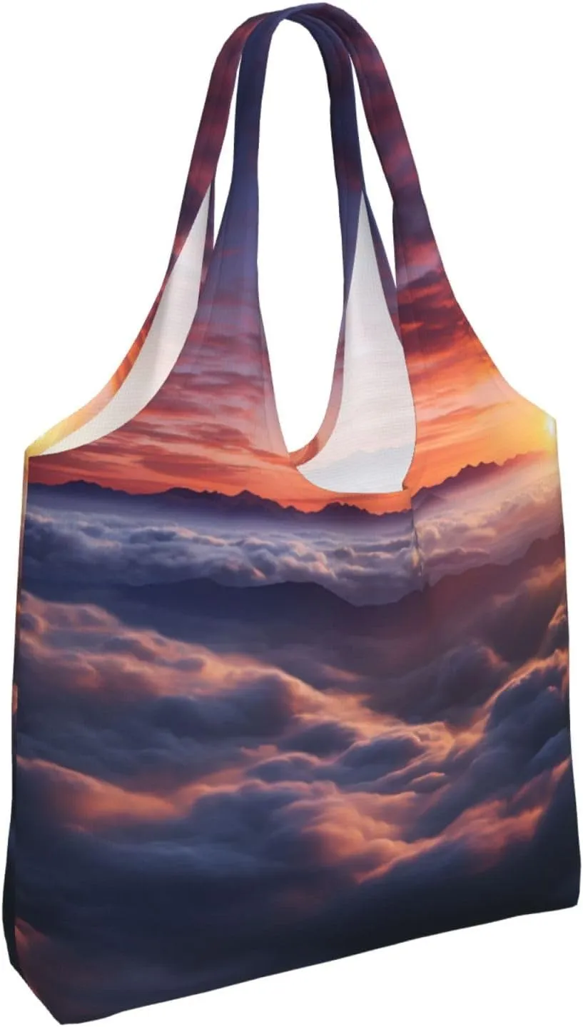 Tote Bag for Women Reusable Grocery Bag Canvas Shopping Bag Universe Starry Stars Handbag Foldable Shoulder Bag