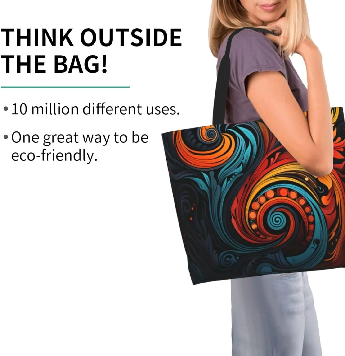 Tote Bag for Women Reusable Grocery Bag Shopping Bag Waves Tote Bags Handbag Foldable Shoulder Bag